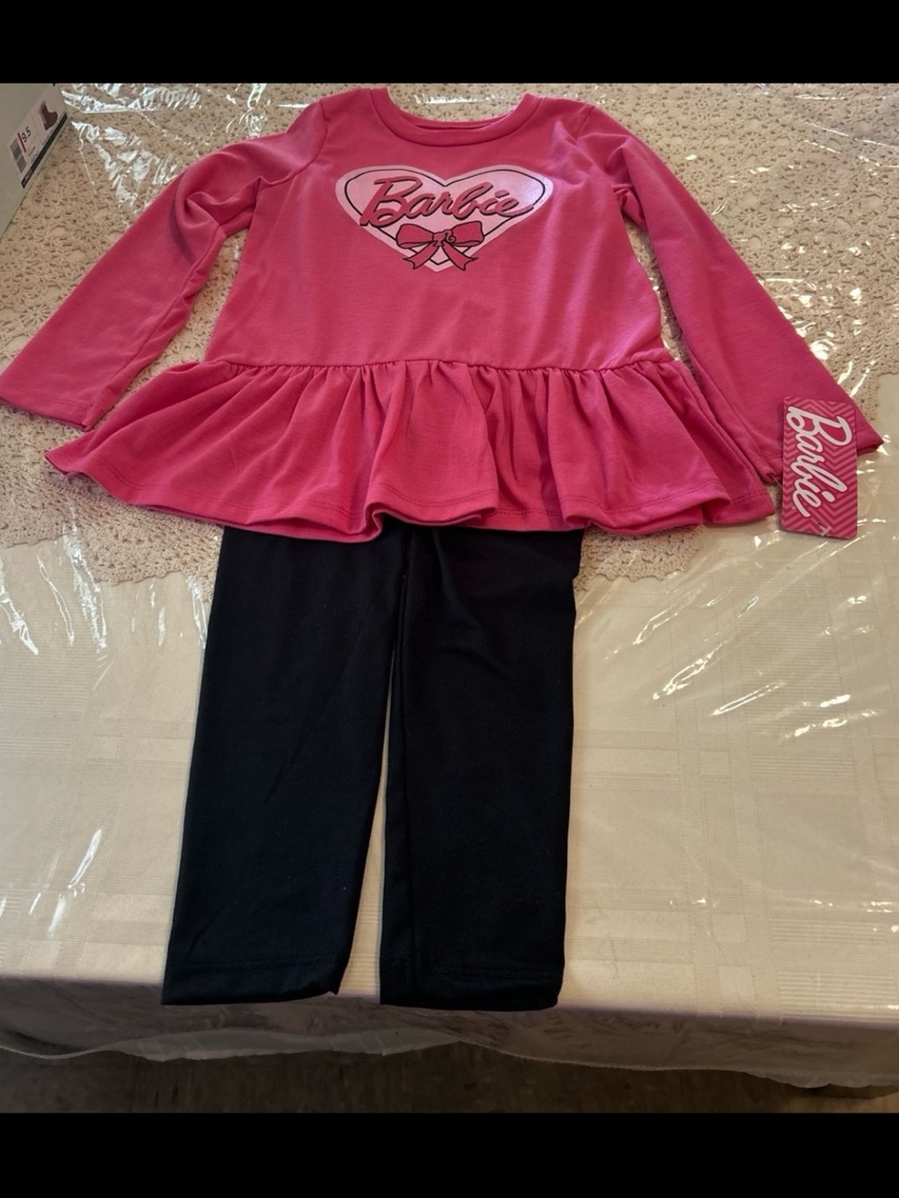 Barbie Pink Top with Black Leggings size 4T